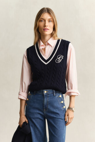 Katoenen vest met kabelpatroon