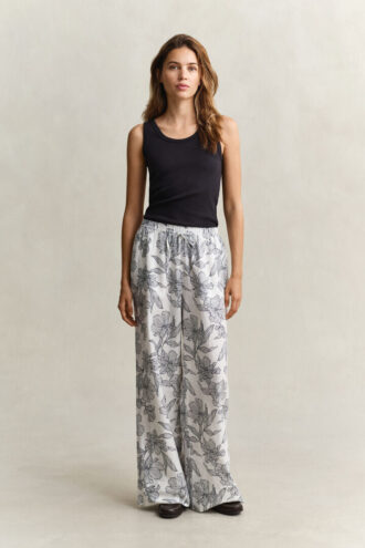 Linnen broek met bloemenprint