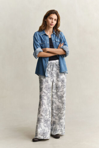 Linnen broek met bloemenprint