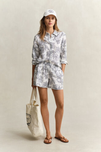 Linnen korte broek met bloemenprint