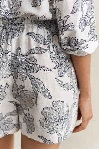 Linnen korte broek met bloemenprint