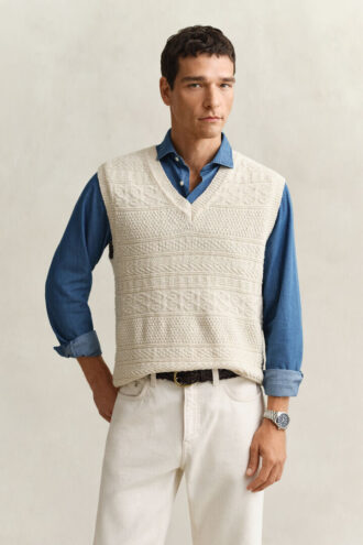 Vest van katoenmix met textuur