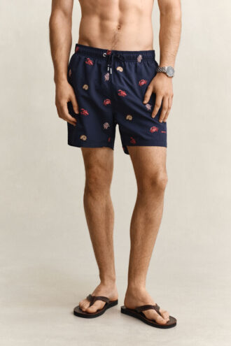 Zwemshort met geborduurde kreeft